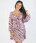ZEBRA PRINT VOLUME SLEEVE DRESS