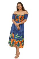 TROPICAL PRINT SHIRRED BARDOT