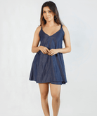 MINI SPAGHETTI STRAP WAIST DEEP V NECK DRESS