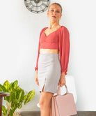 UC BAE RUCHED FRONT SPLIT MINI SKIRT