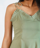 sage green frill dress