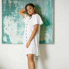 WHITE BUTTON DRESS