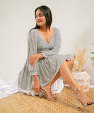 PUFF SLEEVE CROP TOP AND RUFFLE HEM SKIRT