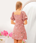 PUFF SLEEVE DRAWSTRING DRESS