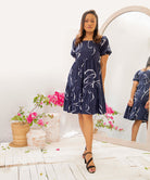 UC PETITE PUFF SLEEVE RUFFLE HEM DRESS