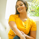 yellow button blouse