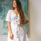 DOUBLE POCKET FRONT TIE DRESS