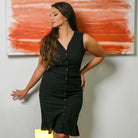 FRONT BUTTON SWEET LITTLE CUTOUT DRESS