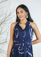 FRONT TIE RUFFLE HEM MINI DRESS