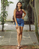 Criss cross back halter top