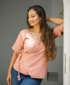 FRONT TIE V NECK TOP