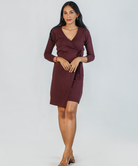 RIB KNIT BELTED DRESS